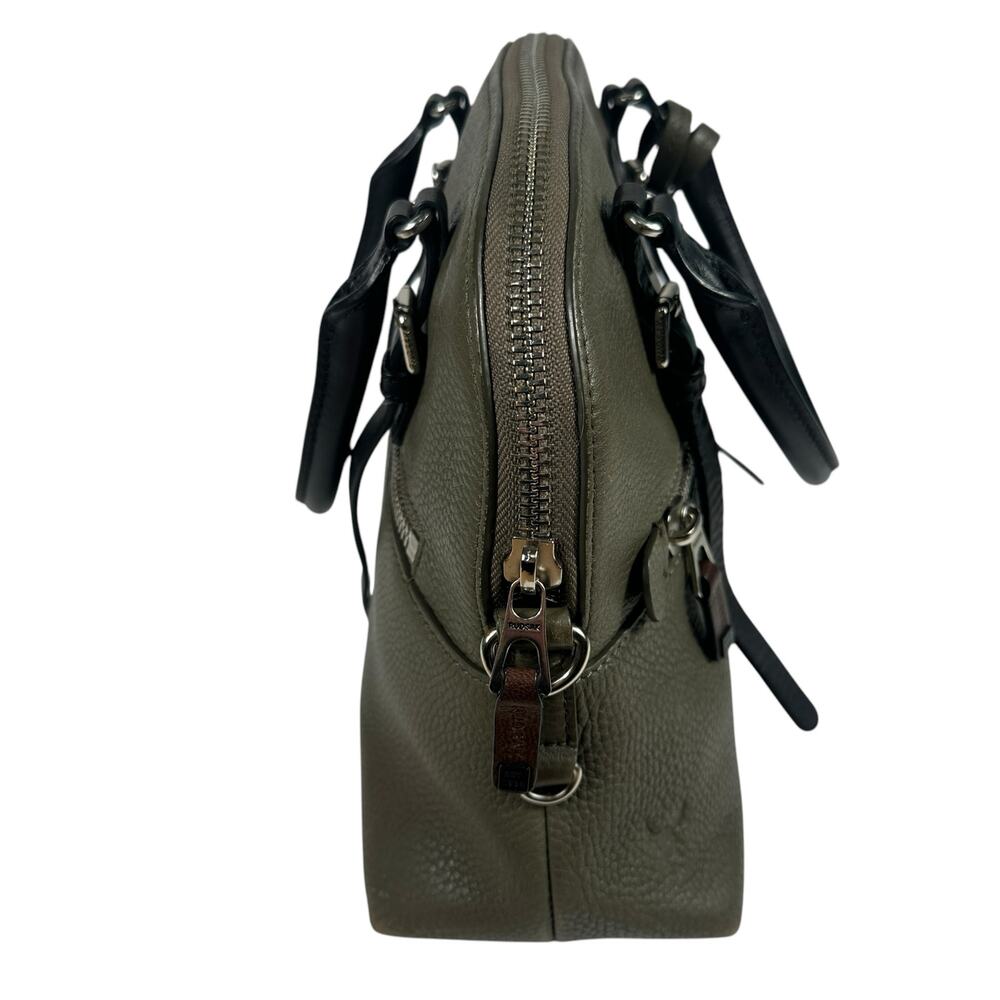 RUDSAK Genuine Leather Pebbled Moss Green Black Top Handle Satchel Shoulder Bag - Picture 4 of 16